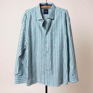 Tommy Bahama button down blue striped dress shirt sz xl